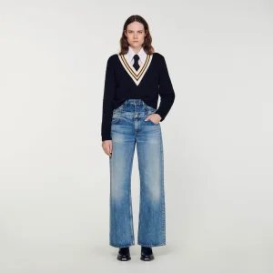 Jersey con cuello en v que contrasta