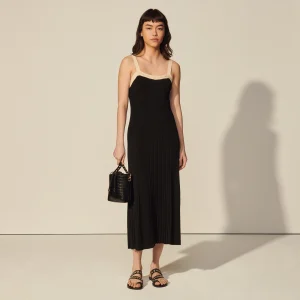 Vestido largo bicolor de punto