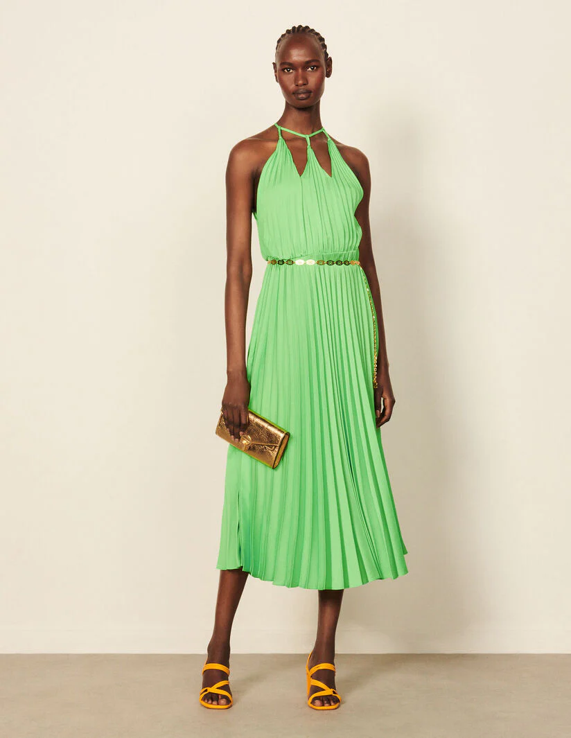 Vestido largo plisado