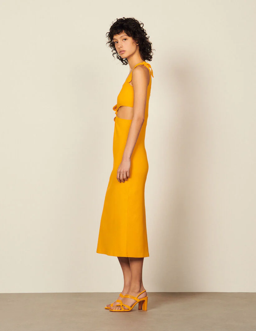 Vestido midi detalles calados laterales - Imagen 3