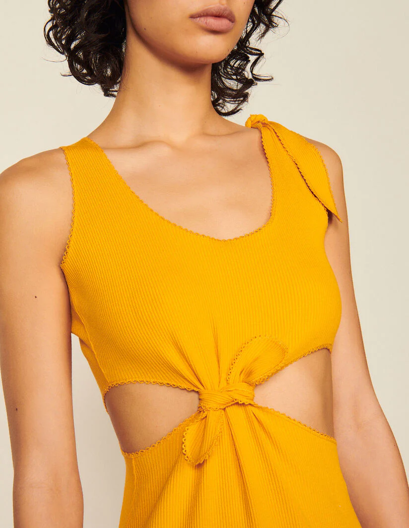 Vestido midi detalles calados laterales - Imagen 4