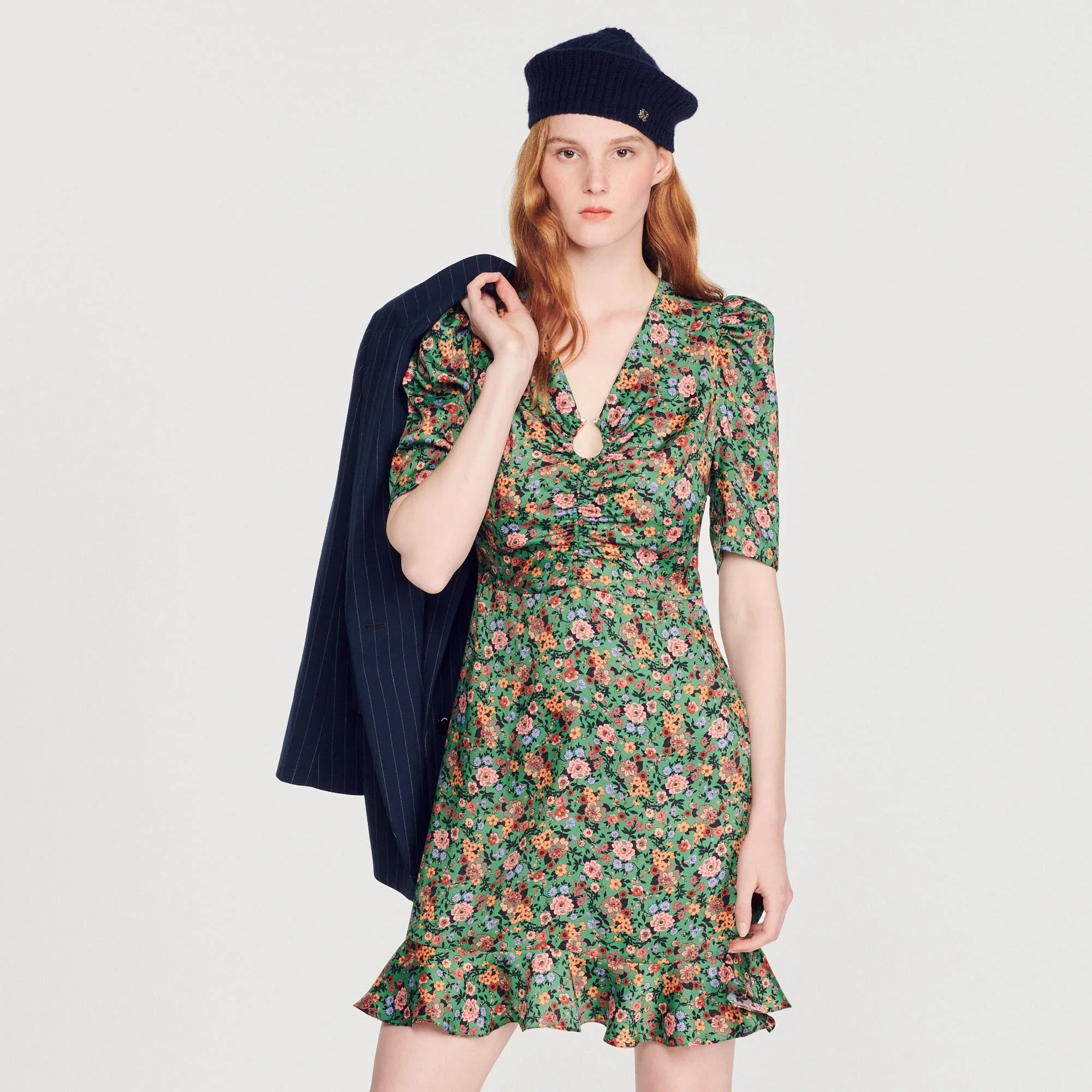 Vestido corto estampado Fleurs d'Automne - Imagen 4