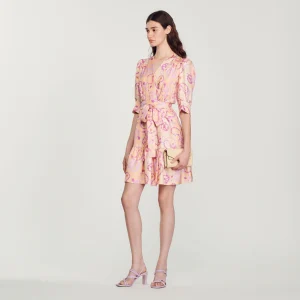 Vestido de seda con estampado Peace&Love