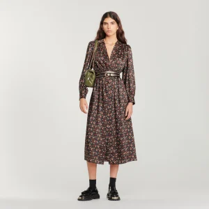 Vestido largo y fluido, estampado floral