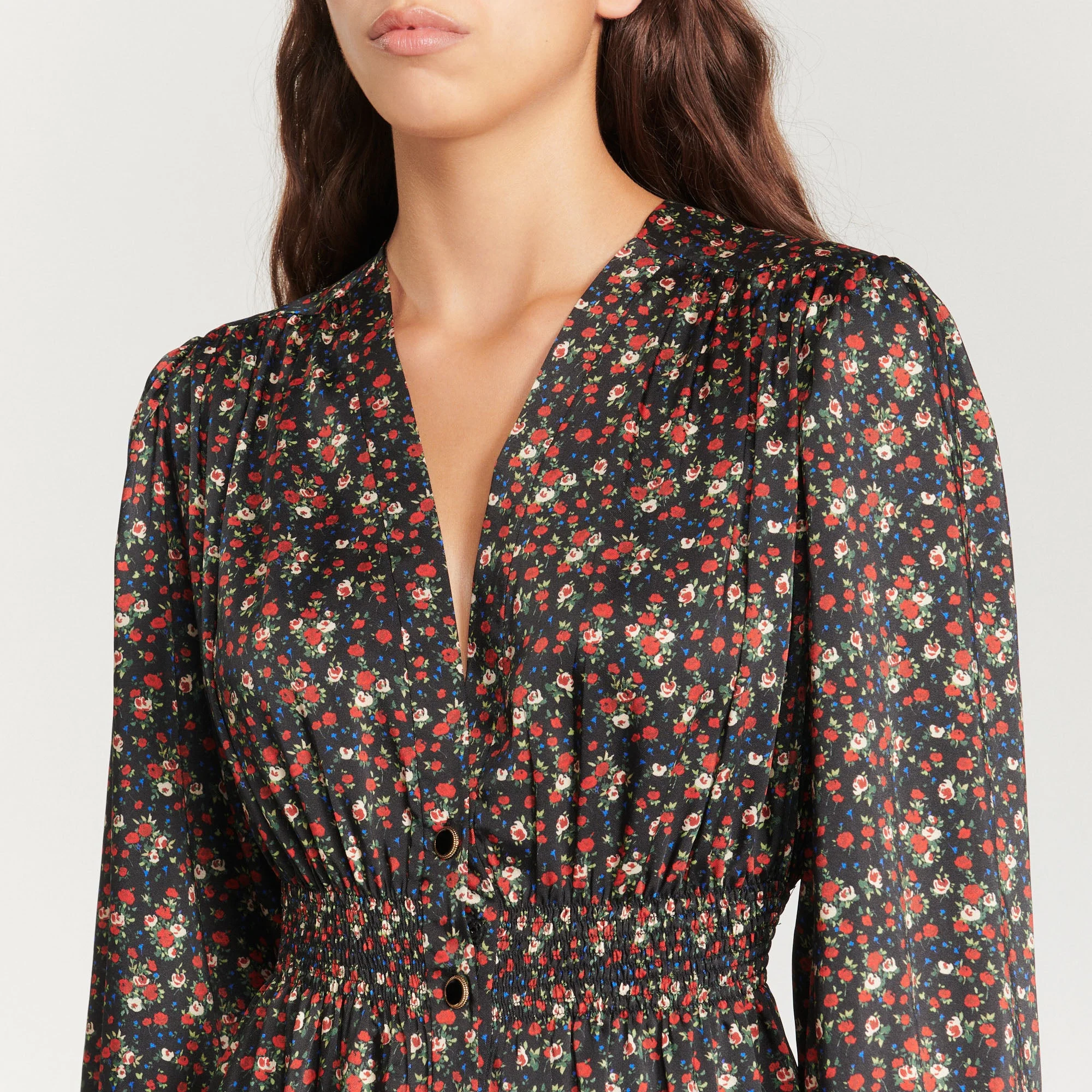 Vestido largo y fluido, estampado floral - Imagen 3