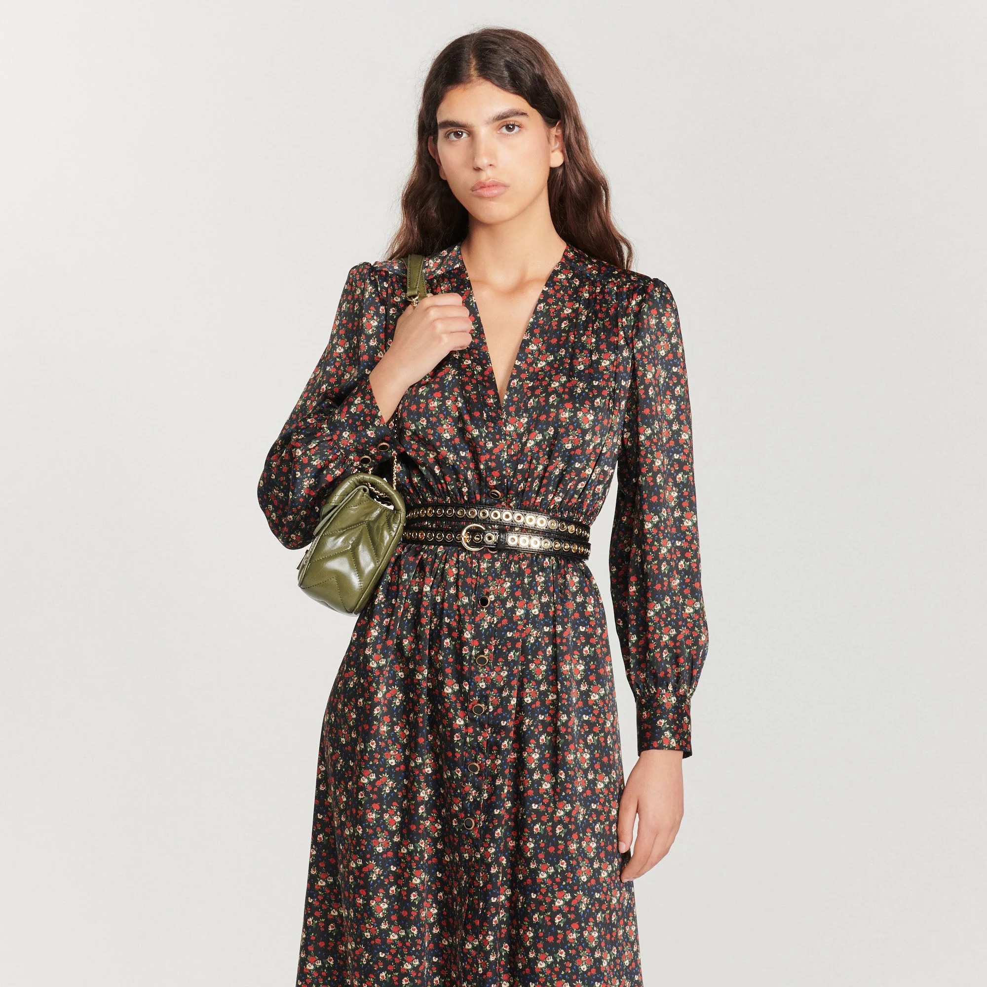 Vestido largo y fluido, estampado floral - Imagen 4