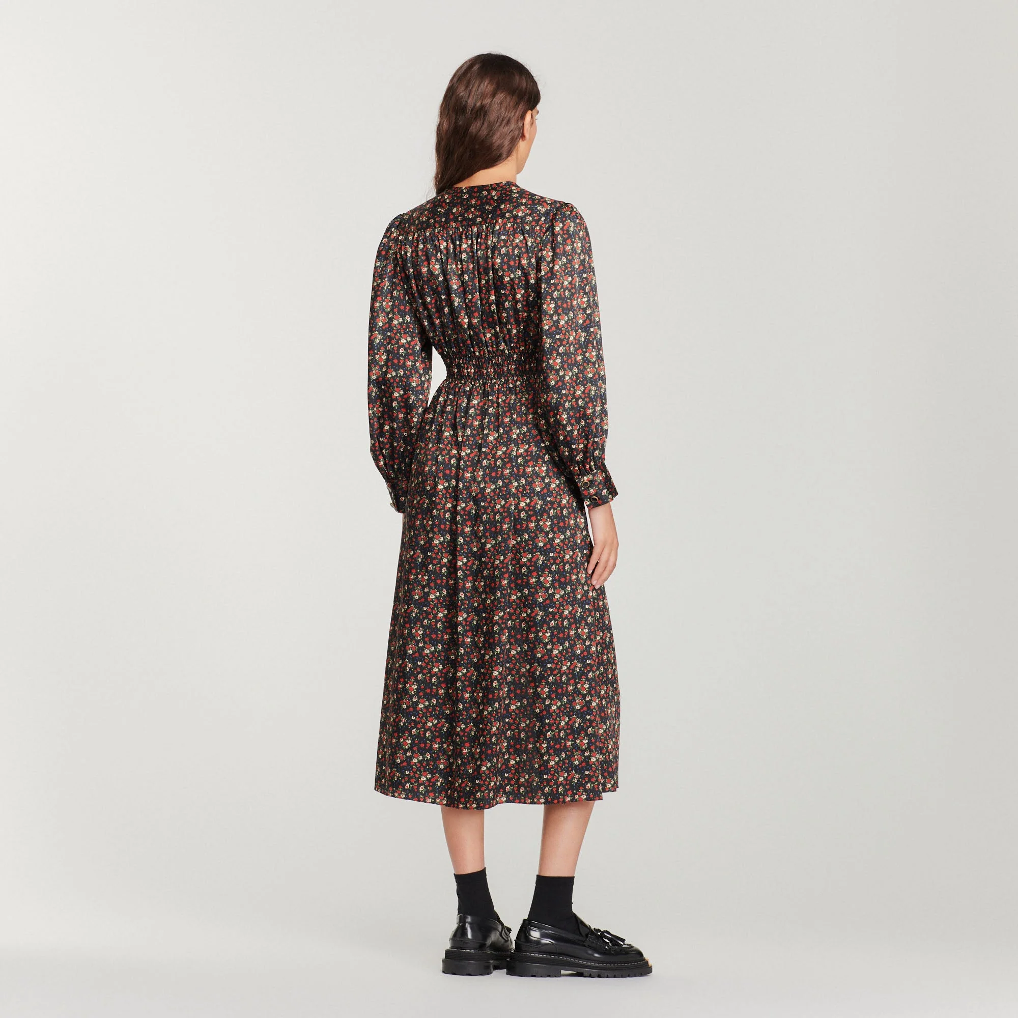 Vestido largo y fluido, estampado floral - Imagen 5