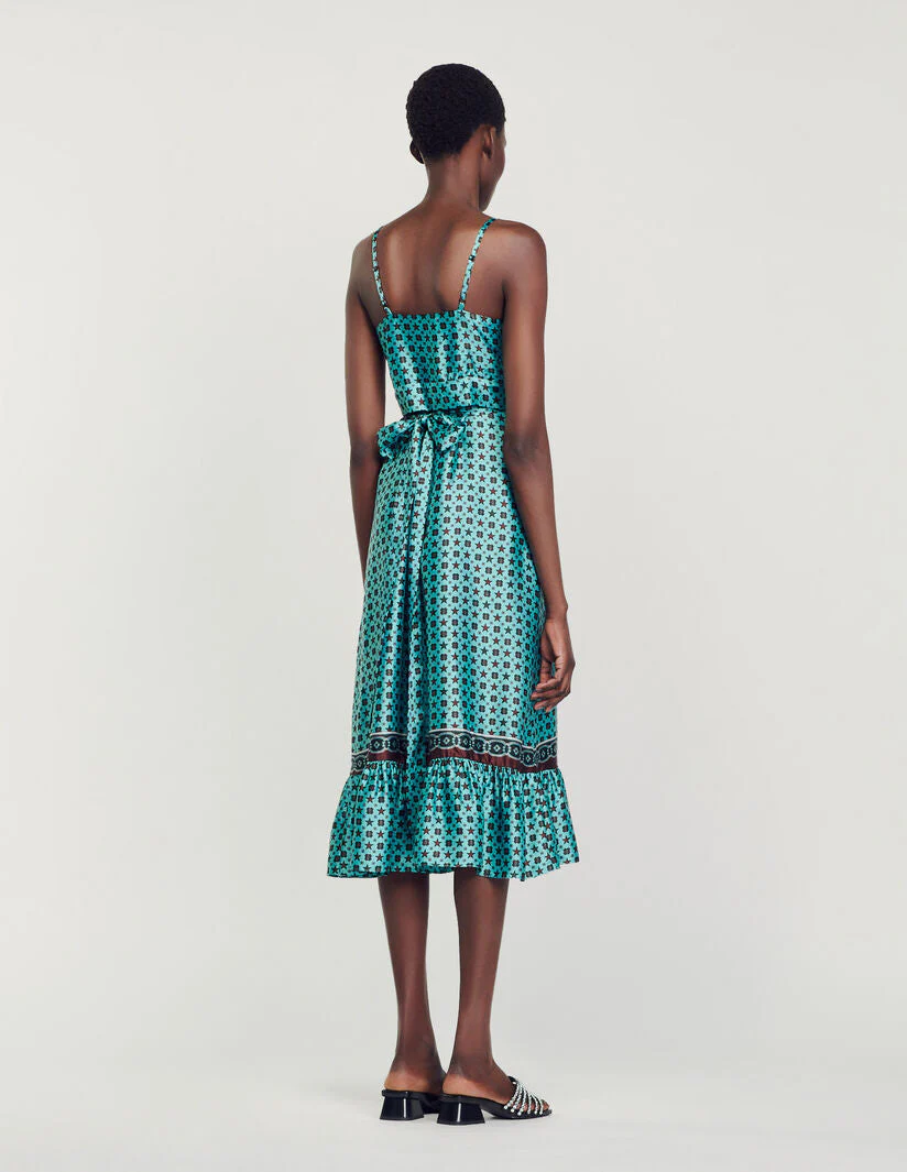 Vestido midi satinado estampado - Imagen 4