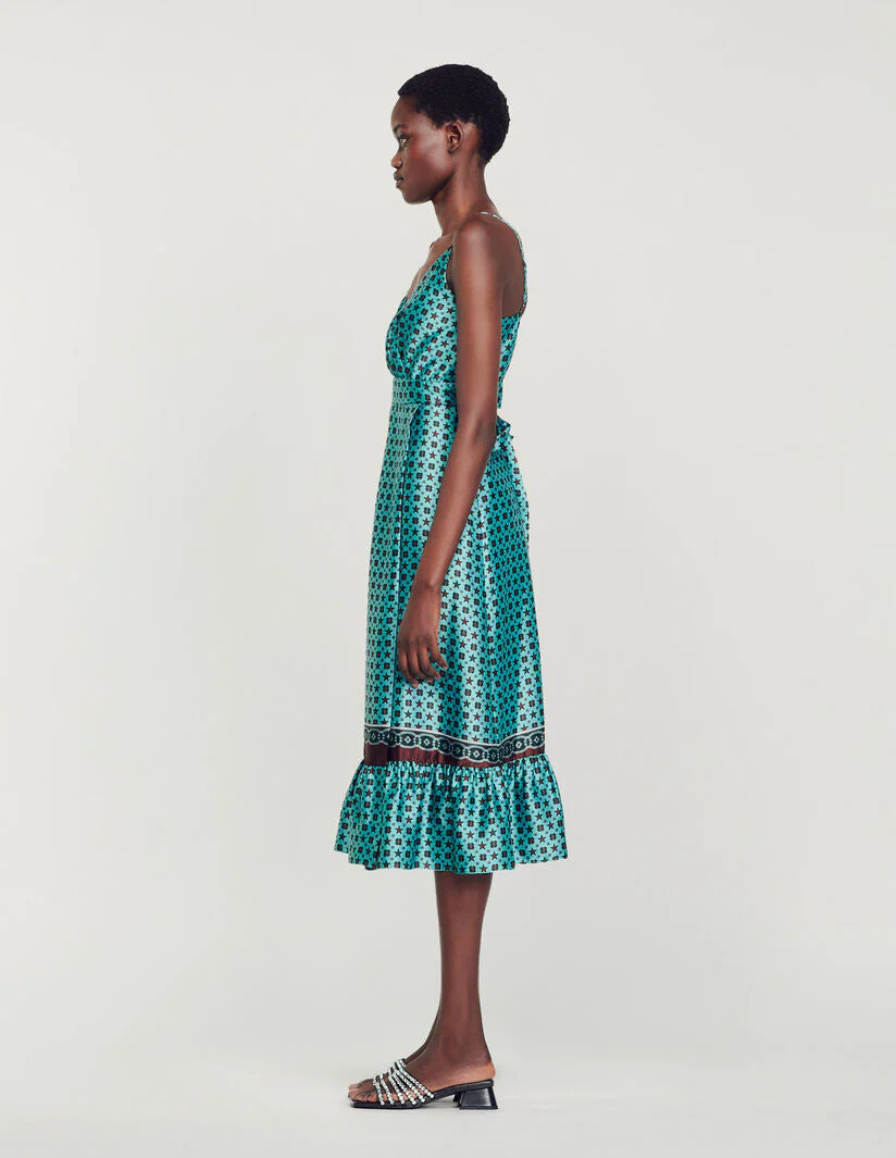 Vestido midi satinado estampado - Imagen 5