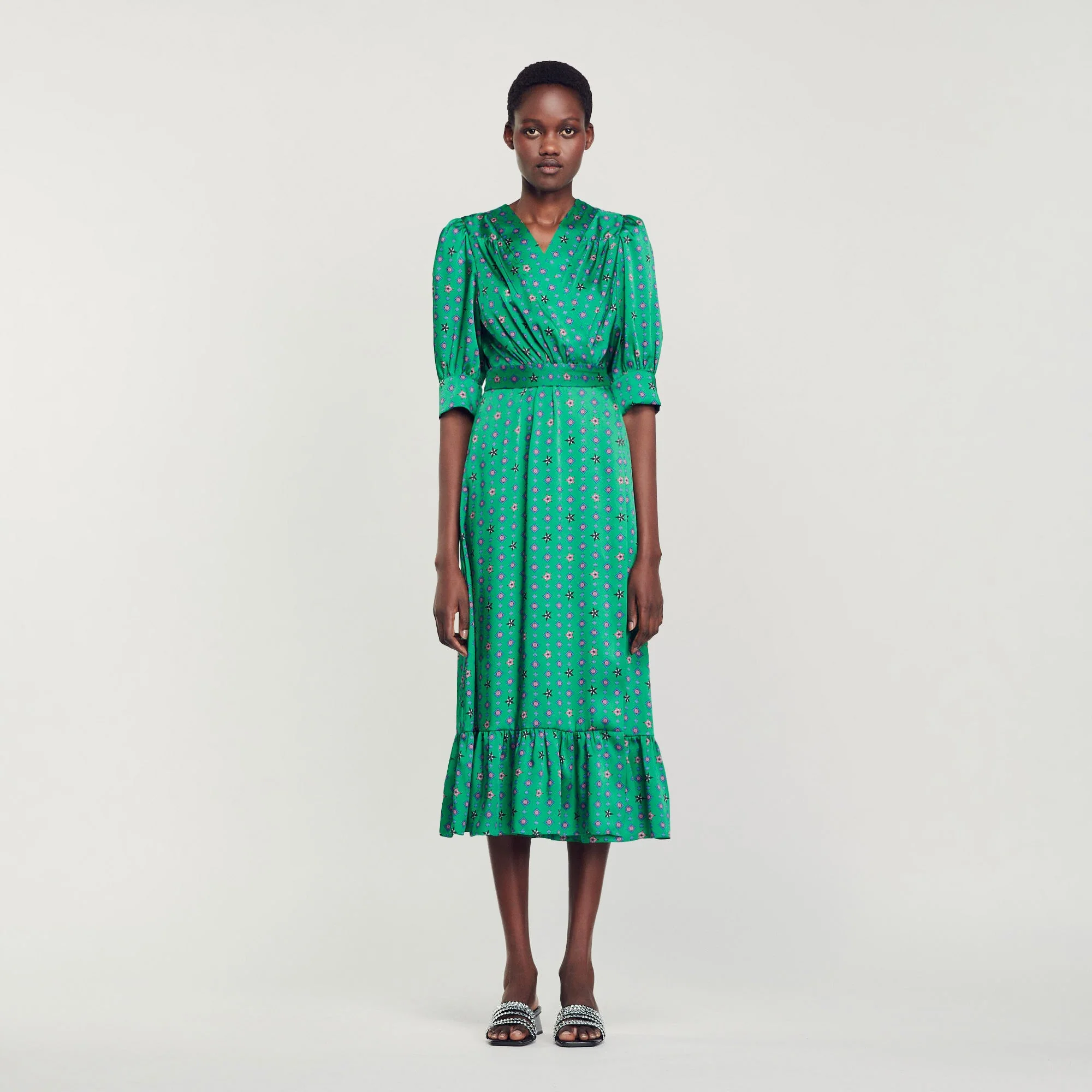 Vestido satinado estampado