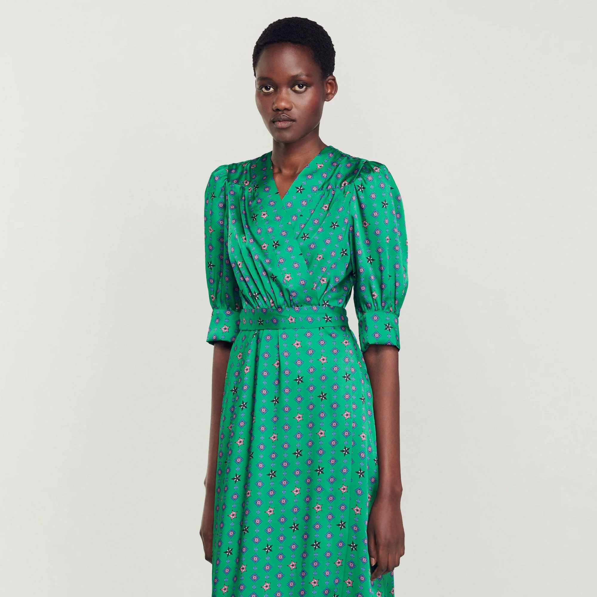 Vestido satinado estampado - Imagen 3