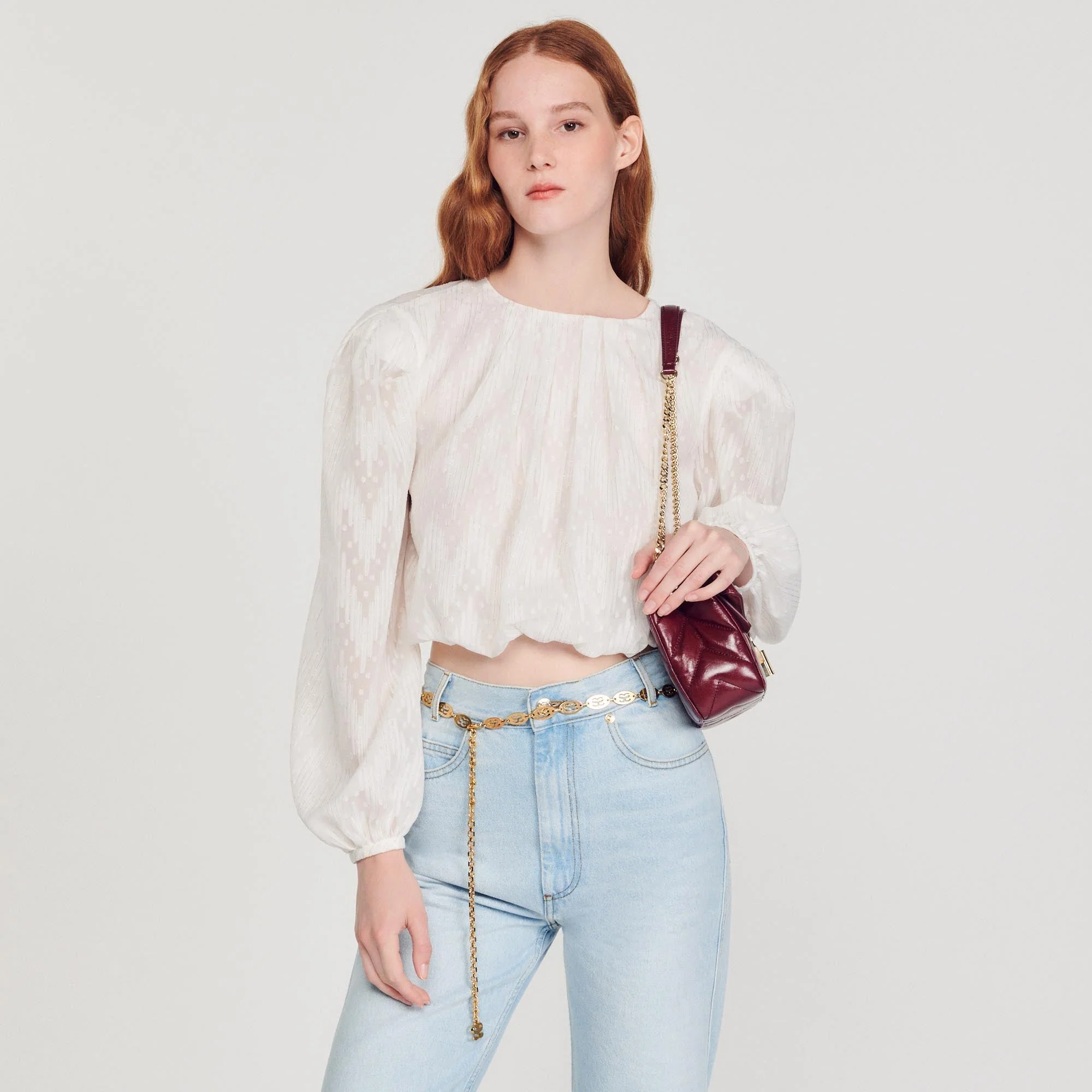 Top corto de manga con volumen - Imagen 4