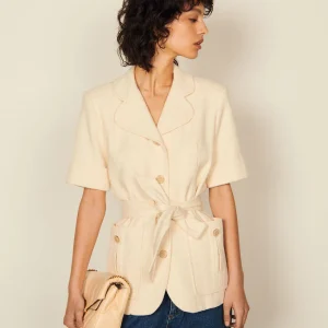 Chaqueta de tweed de manga corta