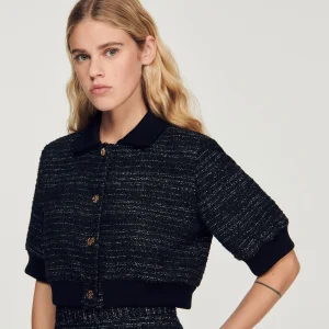 Chaqueta corta de manga corta de tweed