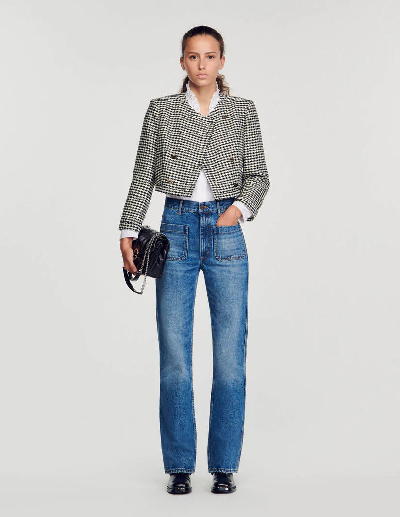 Chaqueta corta con motivo pata de gallo