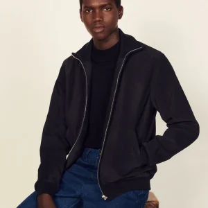 Chamarra De Piel Daren Azul Marino