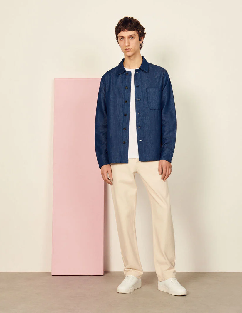 Camisa Chambray Azul Marino