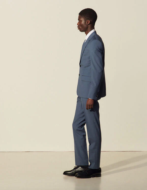 Chaqueta de traje de lana virgen Formal Grey Blue - Imagen 3