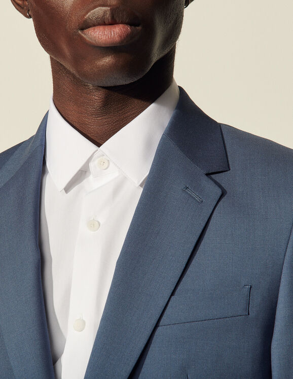 Chaqueta de traje de lana virgen Formal Grey Blue - Imagen 4