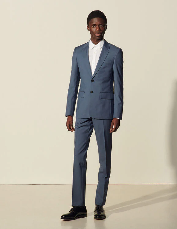 Chaqueta de traje de lana virgen Formal Grey Blue - Imagen 5