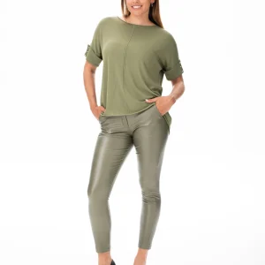 Pantalón Aline Engomado Verde Oliva