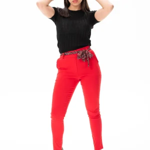 Pantalón Aline Cintura Plizada Rojo - Viviana Méndez