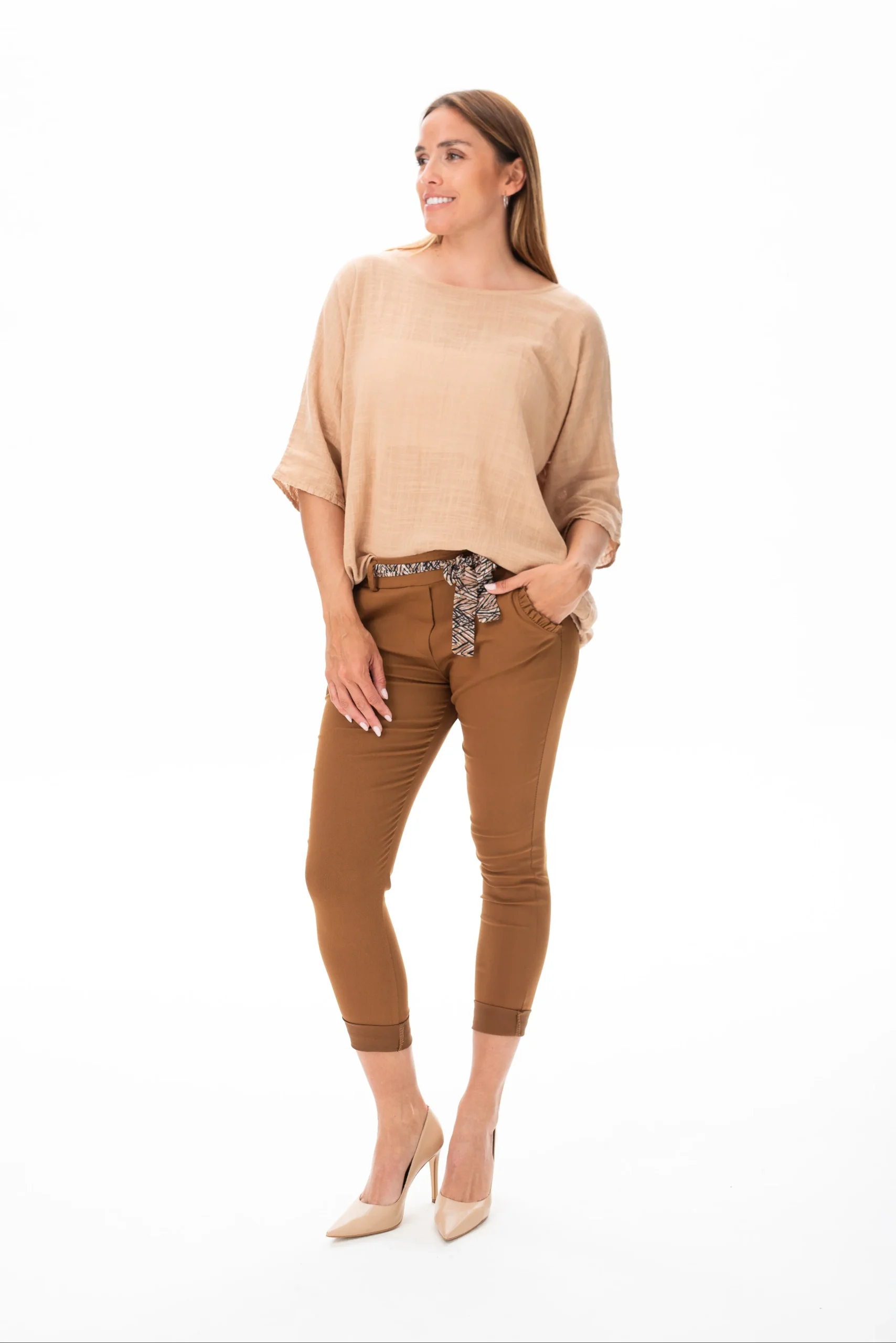 Pantalón Aline Cint Plizada Camel