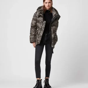 Chamarra Puffer Kala Leopard  Café