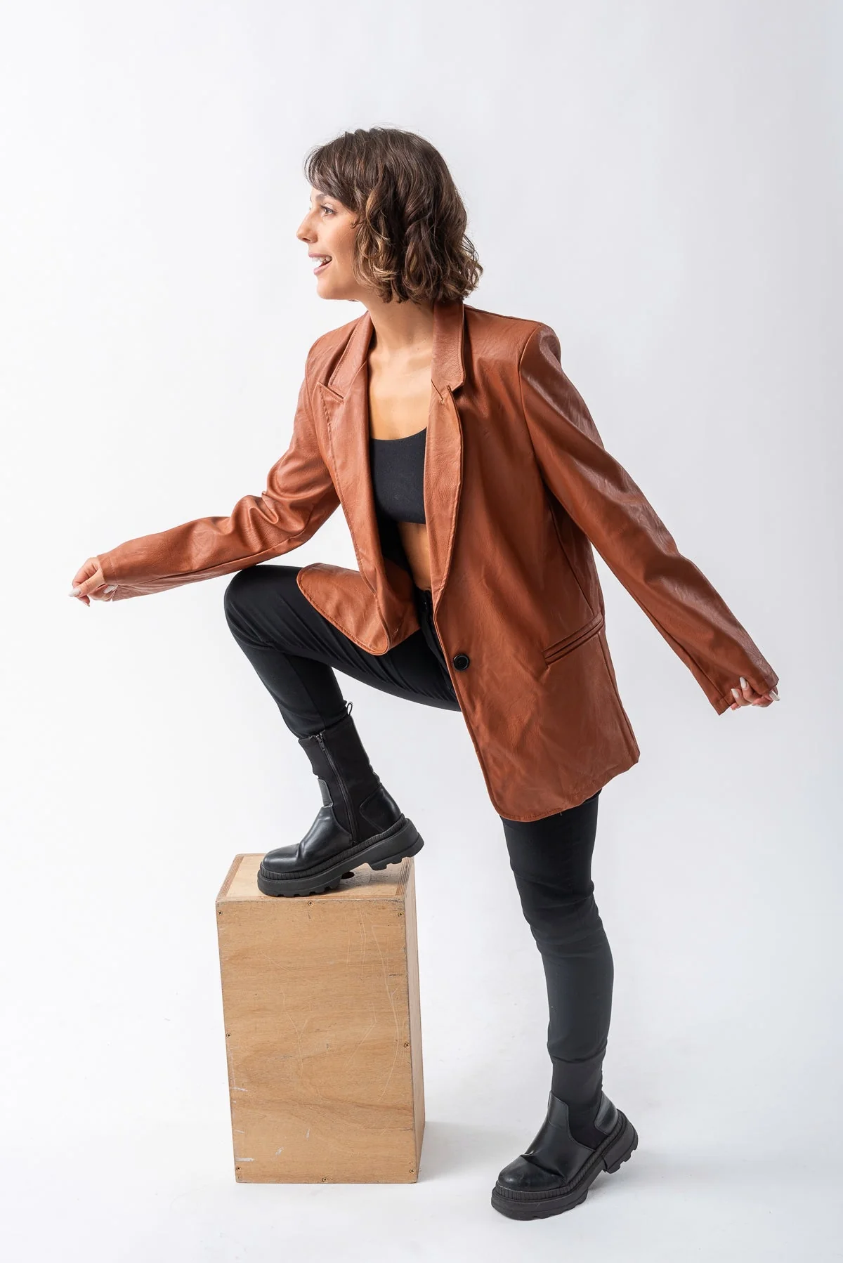 Blazer Ingles Eco Cuero Habano