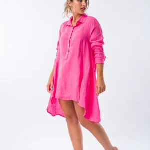 Camisa de Lino Lucía Fucsia