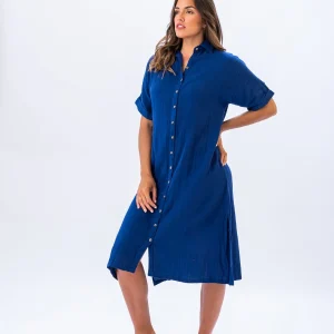 Camisa Larga Cotton Gauze Azul