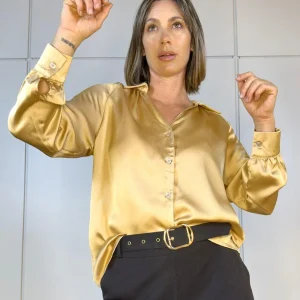 Camisa Plizada Camel