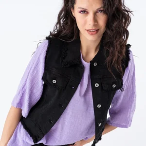 Chaleco de Jeans Colors - Negra