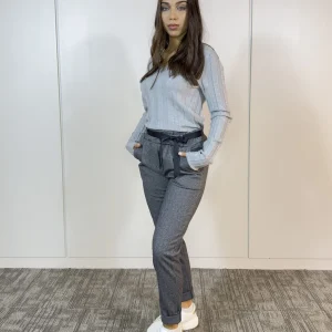 Pantalón Aline Cint Elast Gris (Estampa)