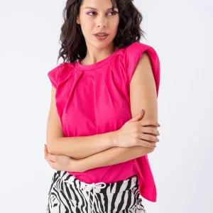 Remera Plisse - Fucsia