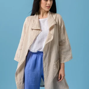 Campera de Lino Larga Camel