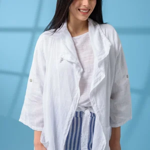 Campera de Lino Larga Blanca