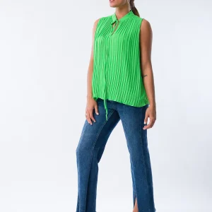 Blusa Plisse Verde Lima