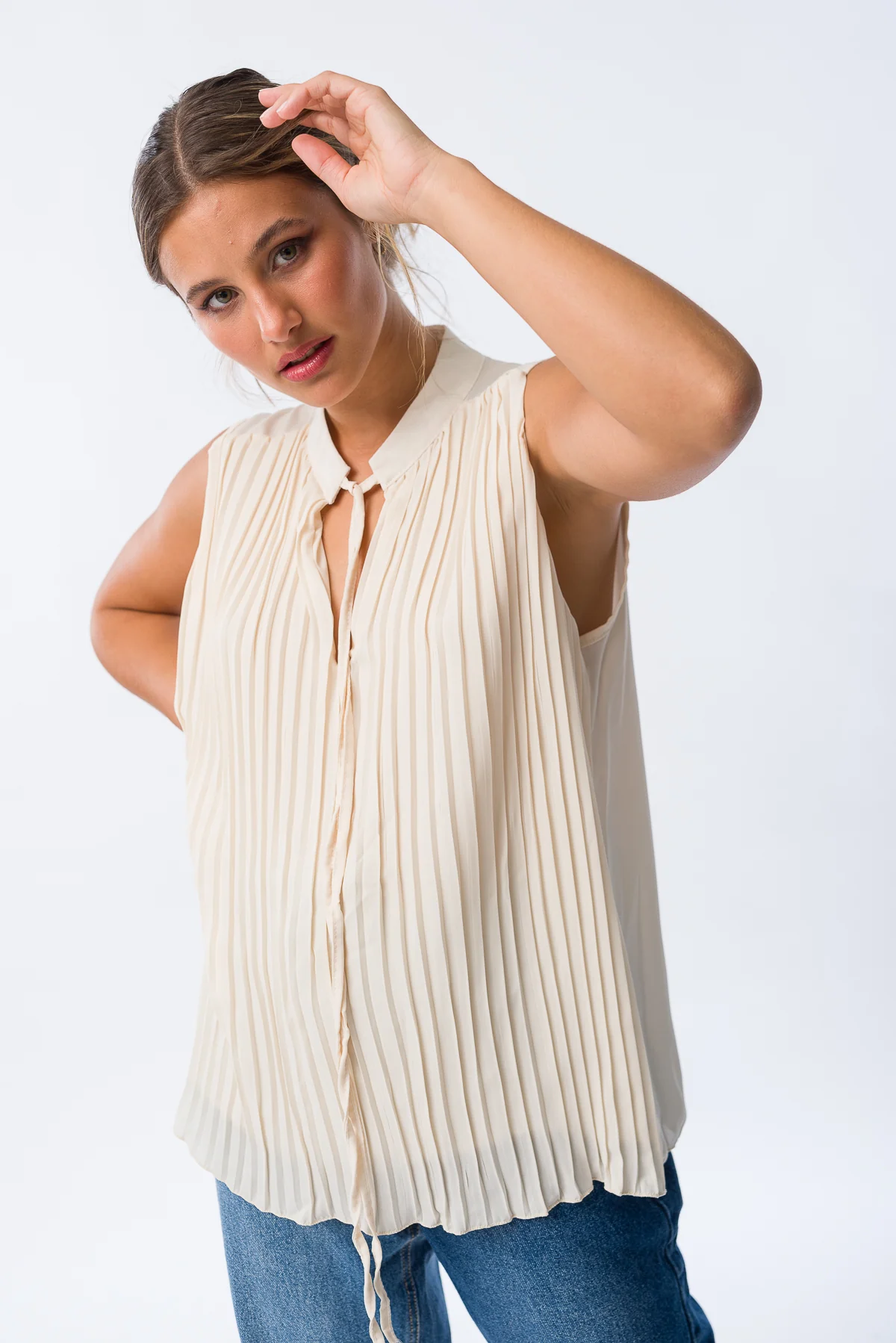 Blusa Plisse Blanca - Imagen 3