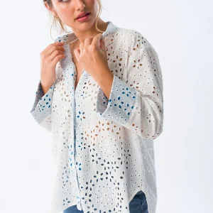 Camisa Viviana Blanca/Azul